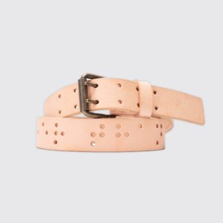 natural leather belt with lots of holes