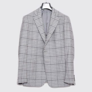 Isaia Napoli Jacket Size 38 (EU48) Gray Check Wool Cashmere Flannel