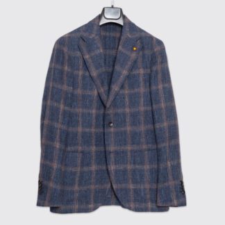 Lardini Jacket Size 36 (EU46) Blue Check Unlined Soft Shoulder