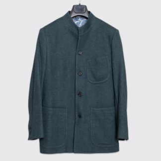 Alan Flusser Cashmere Sport Coat Size 36 Green Mandarin Collar