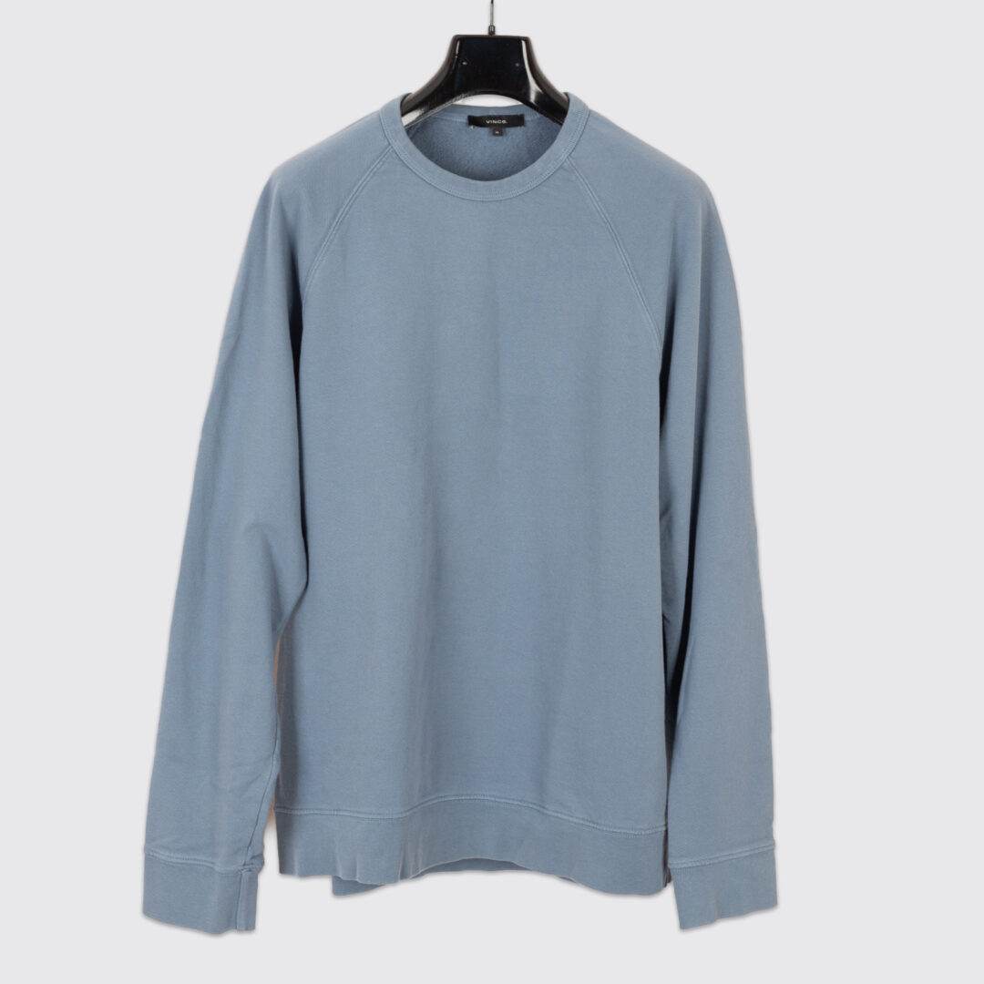 Vince XL Men Sky Blue Garment Dye Long Sleeve Crewneck Sweatshirt