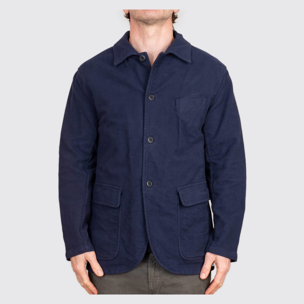Coverall jacket by ts(s) in navy blue moleskin
