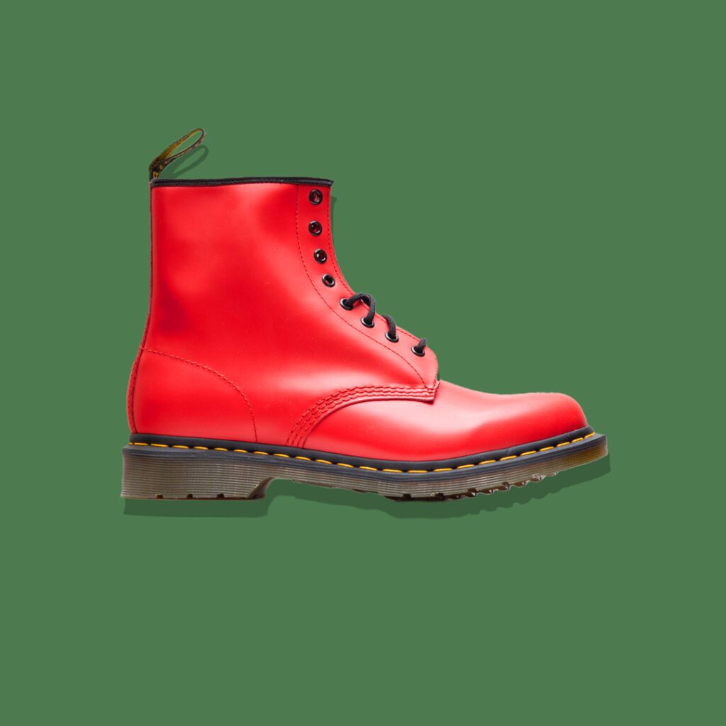 Red Dr. Martens 1460 boots