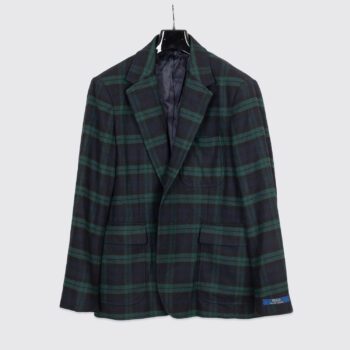 Polo Ralph Lauren Sport Coat Size 44R Modern Fit Green Navy Plaid Three Button